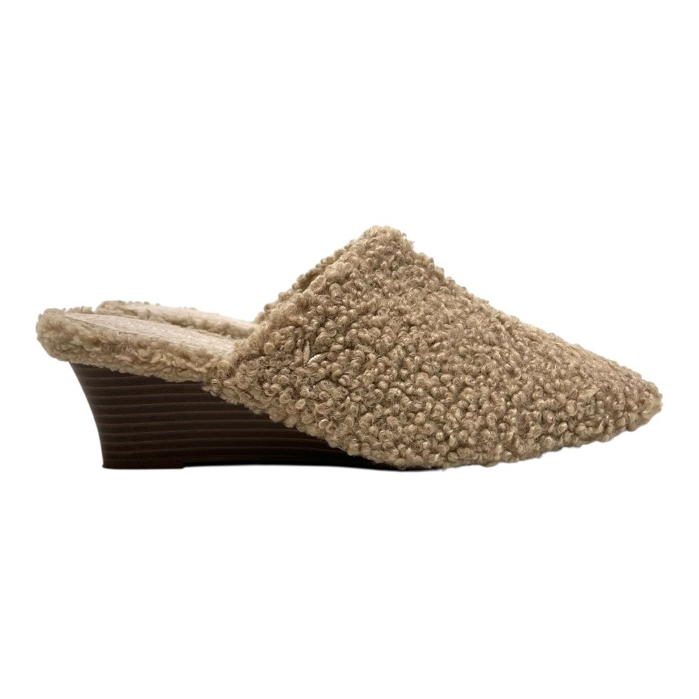 Vivaia Margot Square Toe Tan Sherpa Wedge Mules Women’s 38/7.5 - Picture 8 of 15